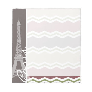 Bloc-note Paris ; Rouge foncé, brun, Tan, et Chevron vert