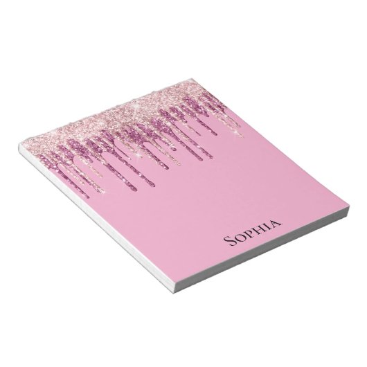 Bloc-note Parties scintillant de crème glacée rose pâle, per (Incliné)