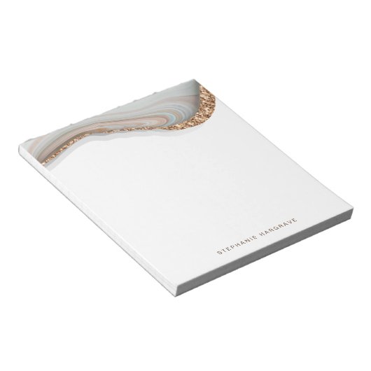 Bloc-note Parties scintillant de géode d'agate en pierre de  (Incliné)