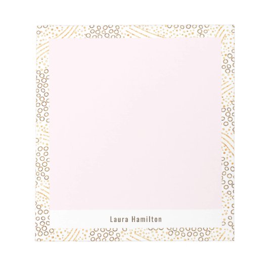 Bloc-note Parties scintillant d'or moderne chic Confetti cad (Devant)