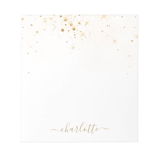 Bloc-note Parties scintillant d'or Sparkly Elegant Script gl (Devant)