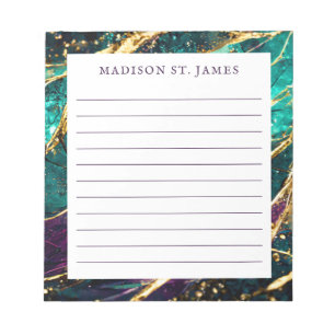 Bloc-note Parties scintillant d'or Turquoise et violet gemst