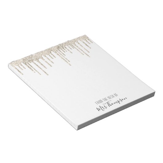 Bloc-note Parties scintillant Drippings Gold White Nom Scrip (Incliné)