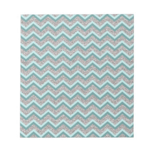 Bloc-note Parties scintillant en argent et ZigZag Turquoise