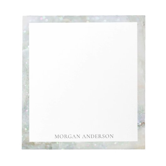 Bloc-note parties scintillant en marbre bleu élégant monogra (Devant)