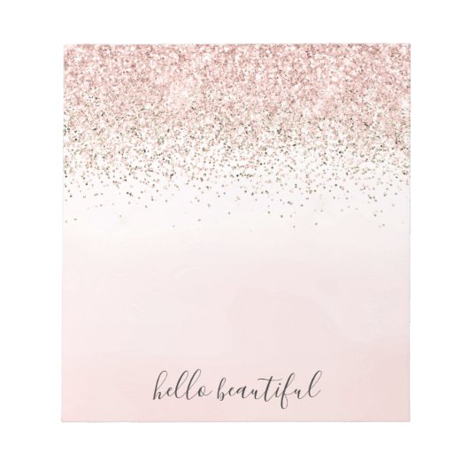Bloc-note Parties scintillant en or rose pâle Sparkle Ombre (Devant)