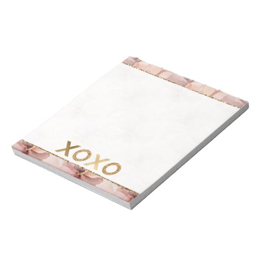 Bloc-note Parties scintillant en or rose pâle XOXO (Tourné)