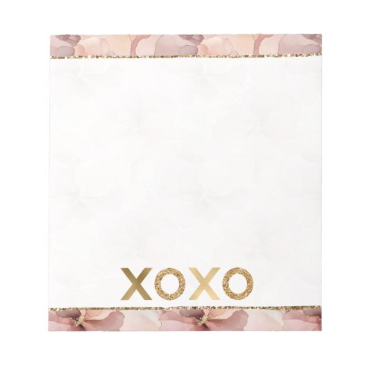 Bloc-note Parties scintillant en or rose pâle XOXO (Devant)