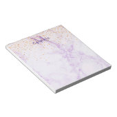 Bloc-note Parties scintillant en or violet marbre (Incliné)