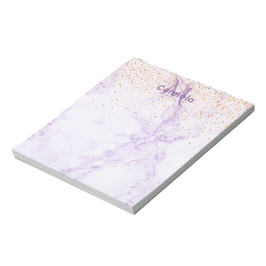 Bloc-note Parties scintillant en or violet marbre (Tourné)