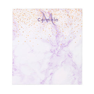 Bloc-note Parties scintillant en or violet marbre