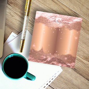 Bloc-note Parties scintillant étincelante Rose Or Nom Et Mo