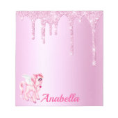 Bloc-note Parties scintillant gouttes rose pony licorne (Devant)