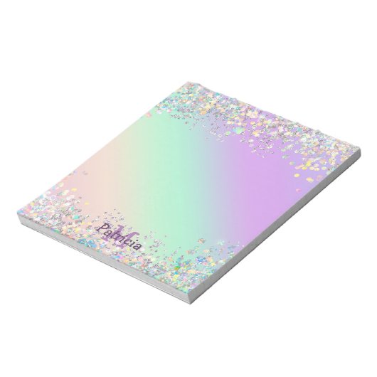 Bloc-note Parties scintillant holographique Unicorn (Tourné)