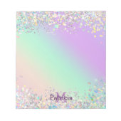 Bloc-note Parties scintillant holographique Unicorn (Devant)