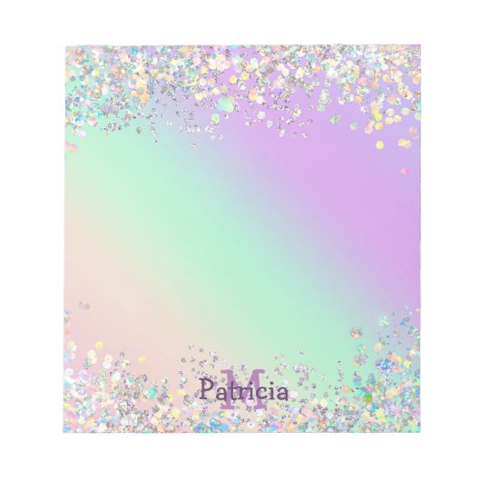 Bloc-note Parties scintillant holographique Unicorn (Devant)