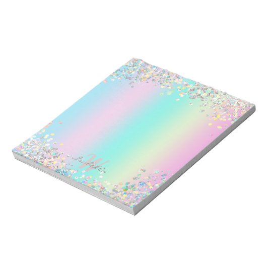 Bloc-note Parties scintillant holographique Unicorn (Tourné)