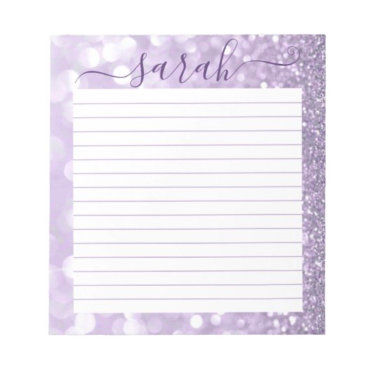 Bloc-note Parties scintillant Lavender Linked Personnalisé (Devant)