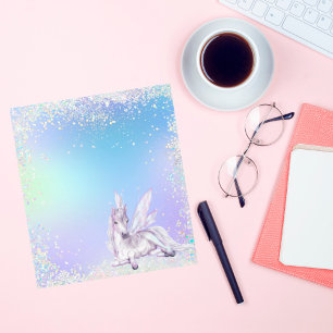 Bloc-note Parties scintillant magique personnalisée Unicorne