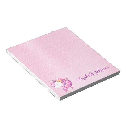 Bloc-note Parties scintillant magique rose mignonne Visage U (Incliné)