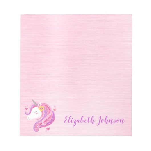 Bloc-note Parties scintillant magique rose mignonne Visage U (Devant)