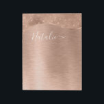 Bloc-note Parties scintillant métal Rose or personnalisé<br><div class="desc">Personnalisez facilement ce bloc-notes à motif rose or brossé métal et faux parties scintillant glamour avec votre propre nom personnalisé.</div>