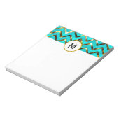 Bloc-note Parties scintillant monogramme bleu girly or (Tourné)