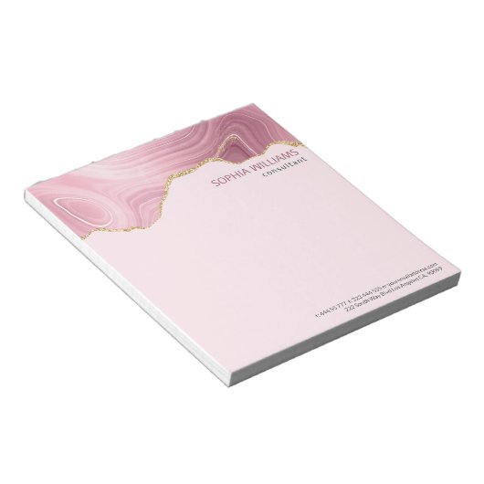 Bloc-note Parties scintillant or en marbre rose (Incliné)
