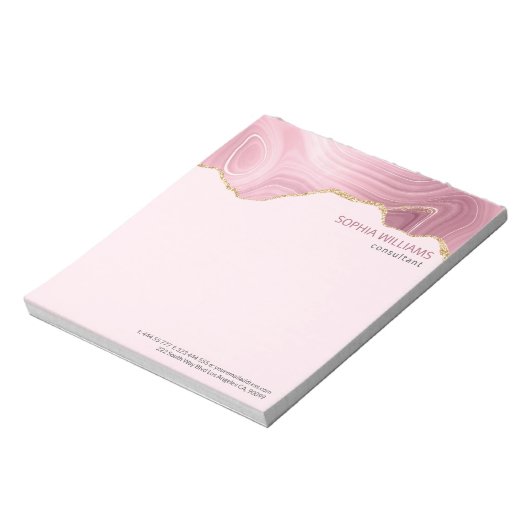 Bloc-note Parties scintillant or en marbre rose (Tourné)