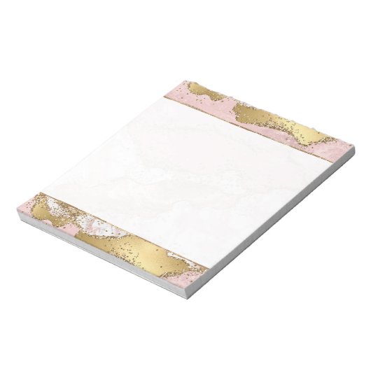 Bloc-note Parties scintillant or Marbre blanc rose (Tourné)