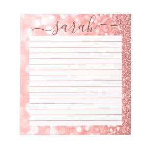 Bloc-note Parties scintillant or rose Linked Personnalisé