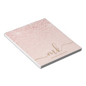 Bloc-note Parties scintillant or Rose tendance Initiales fan (Incliné)