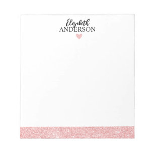 Bloc-note Parties scintillant rose élégante personnalisée