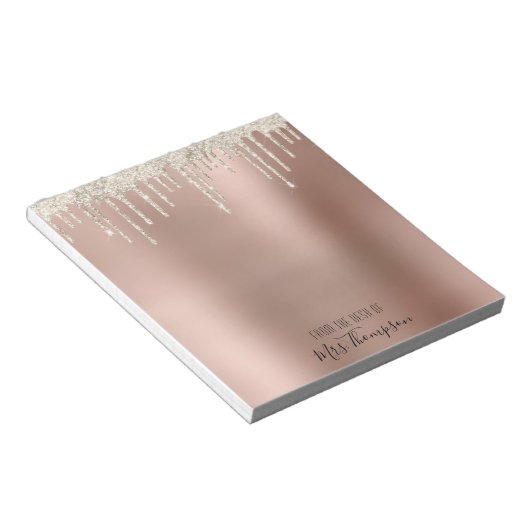 Bloc-note Parties scintillant  Rose Gold brillant noir Nom S (Incliné)