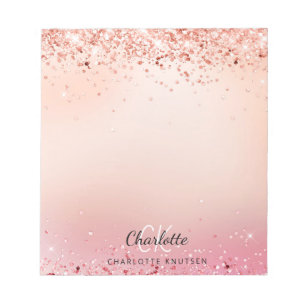 Bloc-note parties scintillant rose or rousse rose