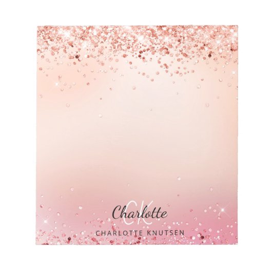 Bloc-note parties scintillant rose or rousse rose (Devant)