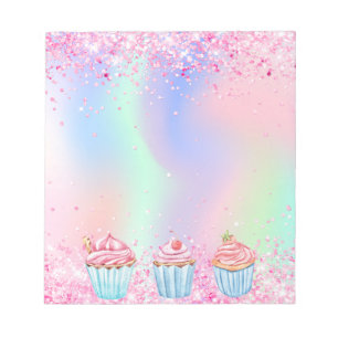 Bloc-note Parties scintillant rose vif saupoudrer les cupcak