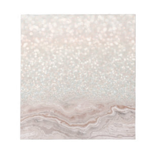 Bloc-note Parties scintillant tendance Marbre Belle Rose Or