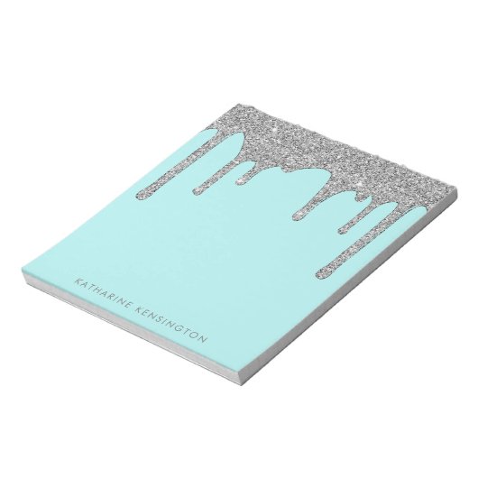 Bloc-note Parties scintillant turquoise Aqua Silver Sparkle  (Tourné)