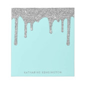 Bloc-note Parties scintillant turquoise Aqua Silver Sparkle  (Devant)