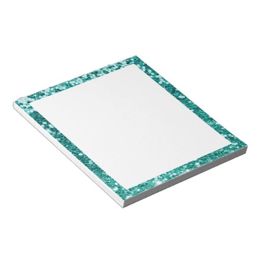 Bloc-note Parties scintillant Turquoise Faux Sparkly Blanc (Incliné)