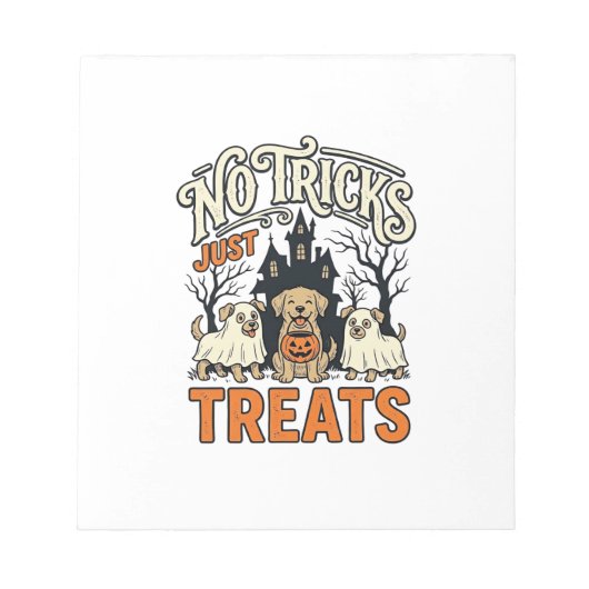 Bloc-note Pas de tours juste des friandises Halloween Chien  (Devant)