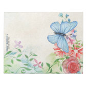 Bloc-note Pastel Aquarelle Fleurs & Papillon | Parchemin (Devant)