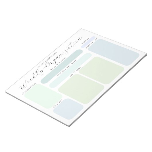 Bloc-note Pastel Blues and Greens Custom Weekly Organisation (Incliné)