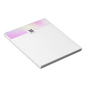 Bloc-note Pastel Ciel rose avec Monogramme arc-en-ciel jaune (Incliné)