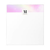 Bloc-note Pastel Ciel rose avec Monogramme arc-en-ciel jaune (Devant)