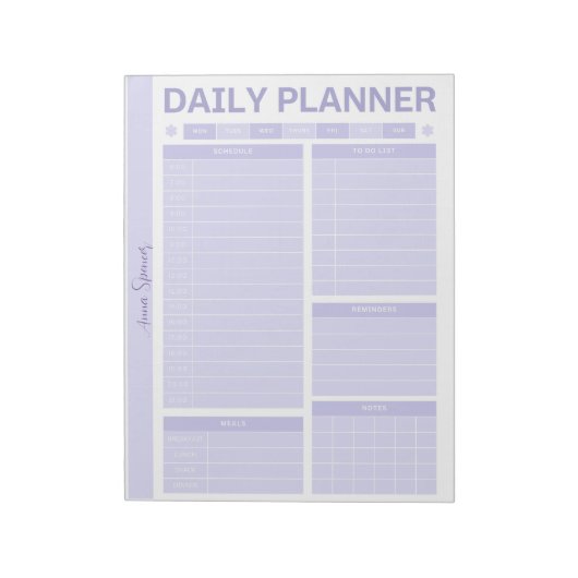 Bloc-note Pastel Daily Planner - Nom personnalisable (Tourné)