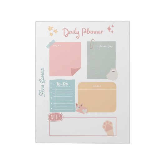 Bloc-note Pastel Daily Planner pour les étudiants (Tourné)