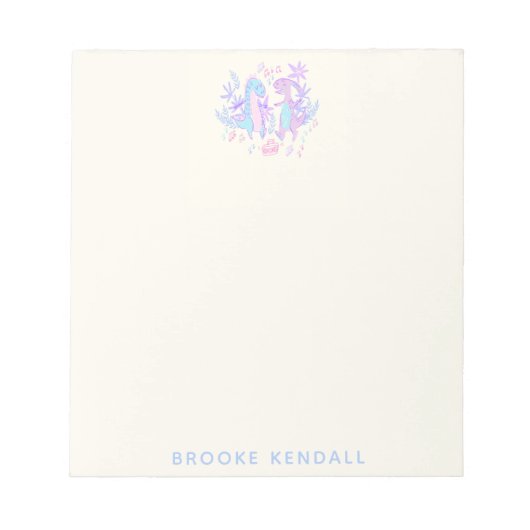 Bloc-note Pastel Dancing Dinosaures Purple Bleu Personnalisé (Devant)