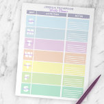 Bloc-note Pastel fonctionnel Arc-en-ciel coloré Planificateu<br><div class="desc">Organisez votre semaine avec style grâce à notre bloc-notes hebdomadaire personnalisé. Ce planificateur élégant présente un style graphique moderne avec une palette de couleurs pastel douce, parfait pour ajouter une touche sereine à votre planification quotidienne. La disposition inclut des colonnes pour chaque jour de la semaine, à partir du dimanche,...</div>